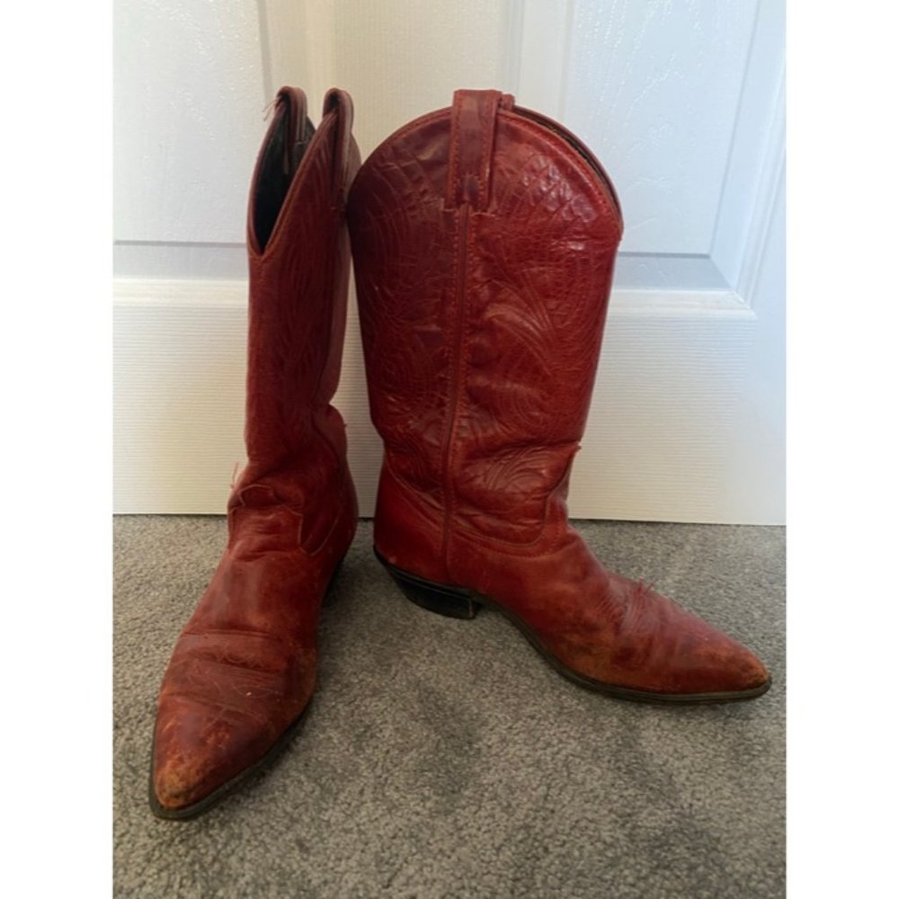 Fun red leather cowboy boots